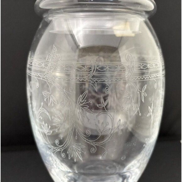 Vintage Bohemia Hand Made Crystalex Jar with Etched Design 9.5" Tall - Picture 3 of 8